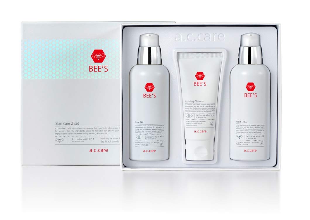 AC Care Bee's Acne and Pimples Skin Care Treatment 3 Step (Pure Skin, Foaming Cleanser and Moist Lotion)