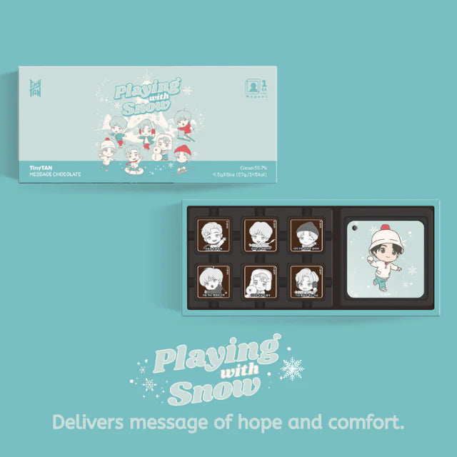 MORETHANCHOCOLATEUS  Magnet BTS TinyTan Message Chocolate - Playing With Snow