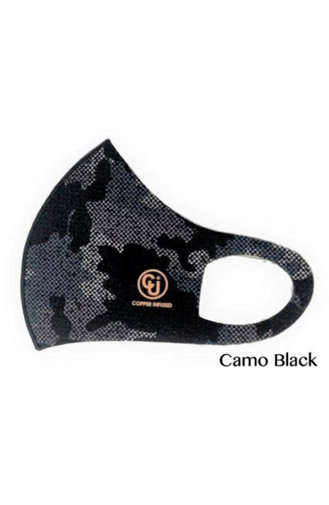 Copper Infused Face Mask Camo Black Color