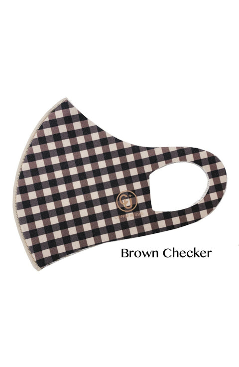 Copper Infused Face Mask Brown Checker